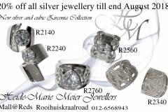fashionable large silver and cubic zirconia rings in big sizes